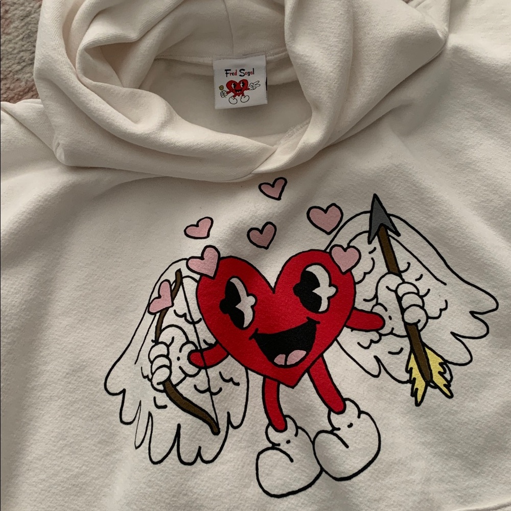 Fred Segal Heart Project Valentines Sweater Pullover Hood